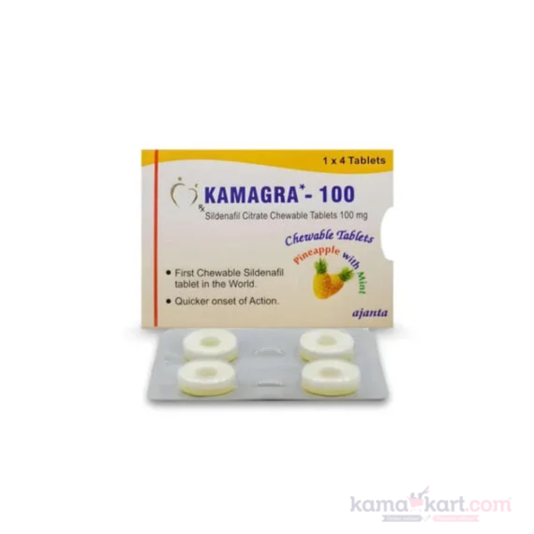 Kamagra Chewable - Tablet Sildenafil Citrate - 100 MG Pineapple with Mint
