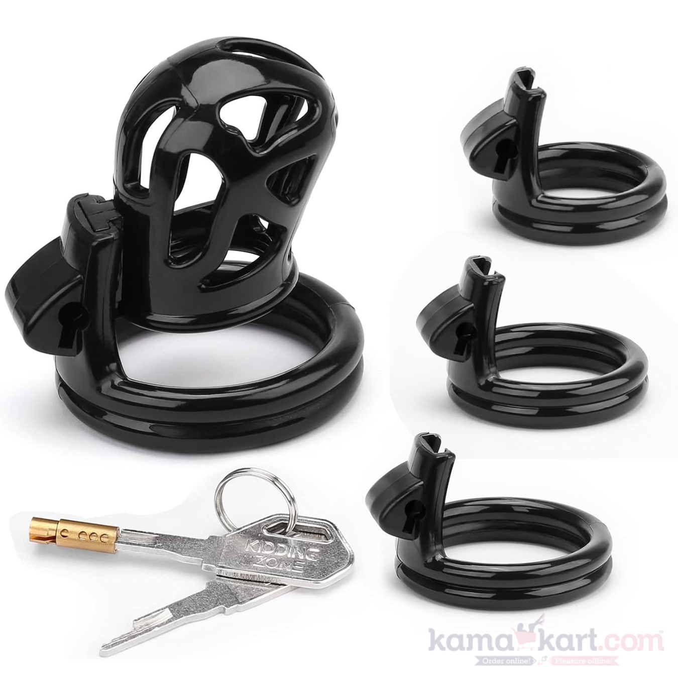 Black Lockable Chastity Cage Set
