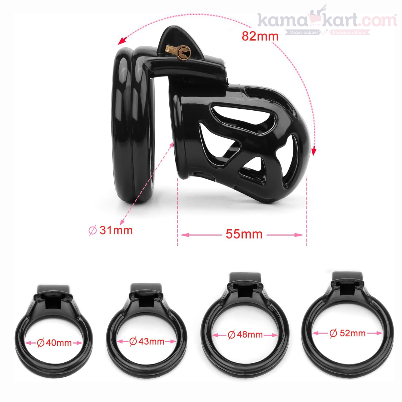Black Lockable Chastity Cage Set