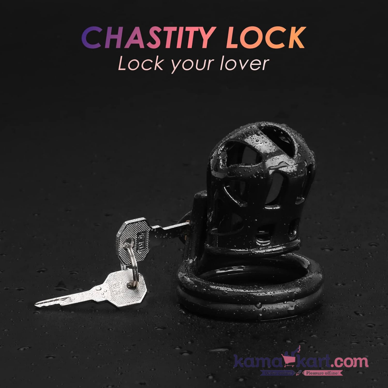 Black Lockable Chastity Cage Set