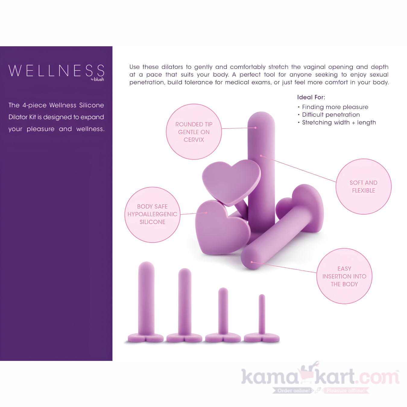 Wellness by Blush® 4-Piece Silicone Dilator Set