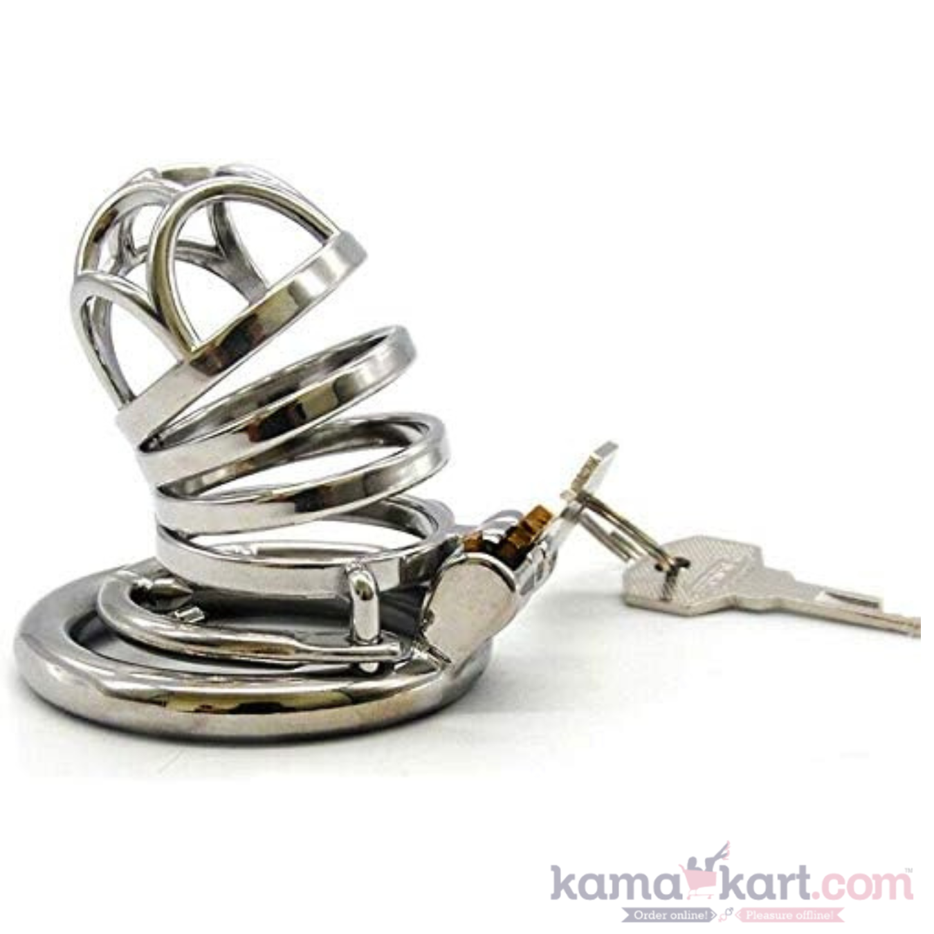 Stainless Steel Male Chastity Cage | Hidden Lock, 50 mm Ring