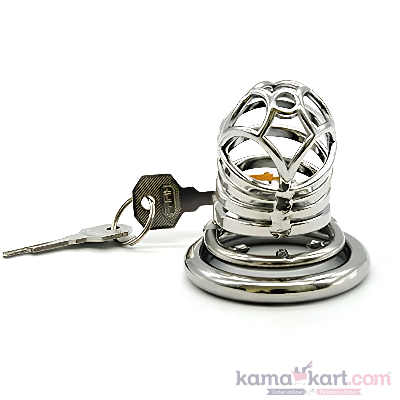 Stainless Steel Male Chastity Cage | Hidden Lock, 50 mm Ring