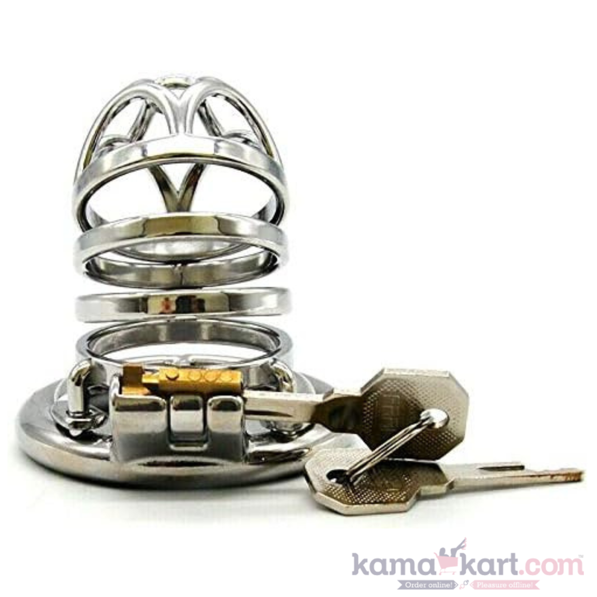 Stainless Steel Male Chastity Cage | Hidden Lock, 50 mm Ring