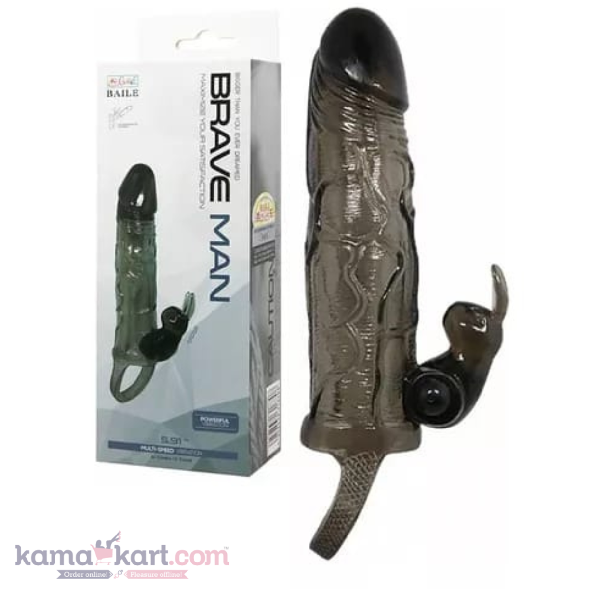 Brave Man Vibrating Extension Sleeve with Rabbit Stimulator