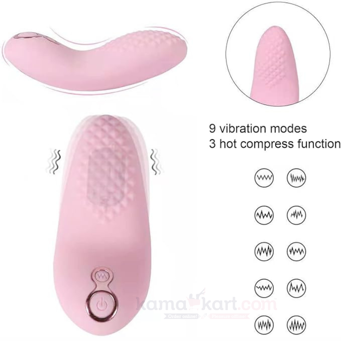 Tongue Shaped Massager- 9 Vibration Modes & 3 Heat Settings | Waterproof Silicone Wellness Massager