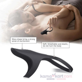 Black Silicone Cock Ring with Textured Stimulation Sleeve – Stretchable Dual-Function Design