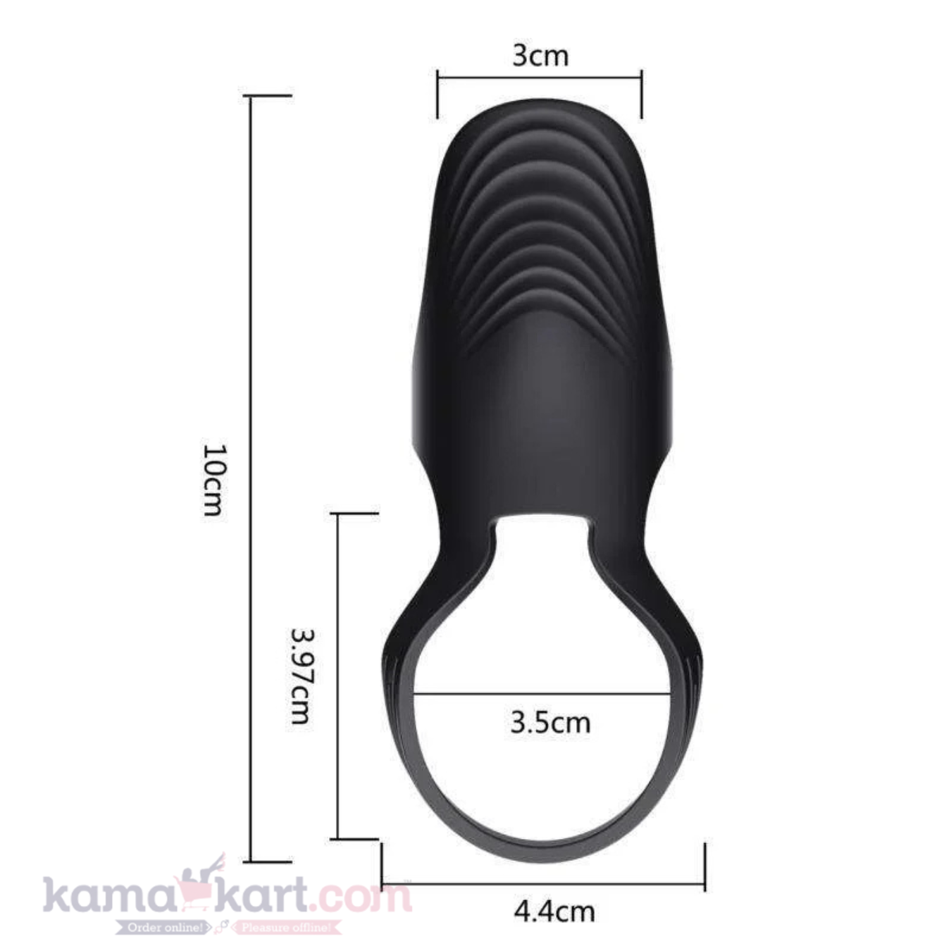 Black Silicone Cock Ring with Textured Stimulation Sleeve – Stretchable Dual-Function Design