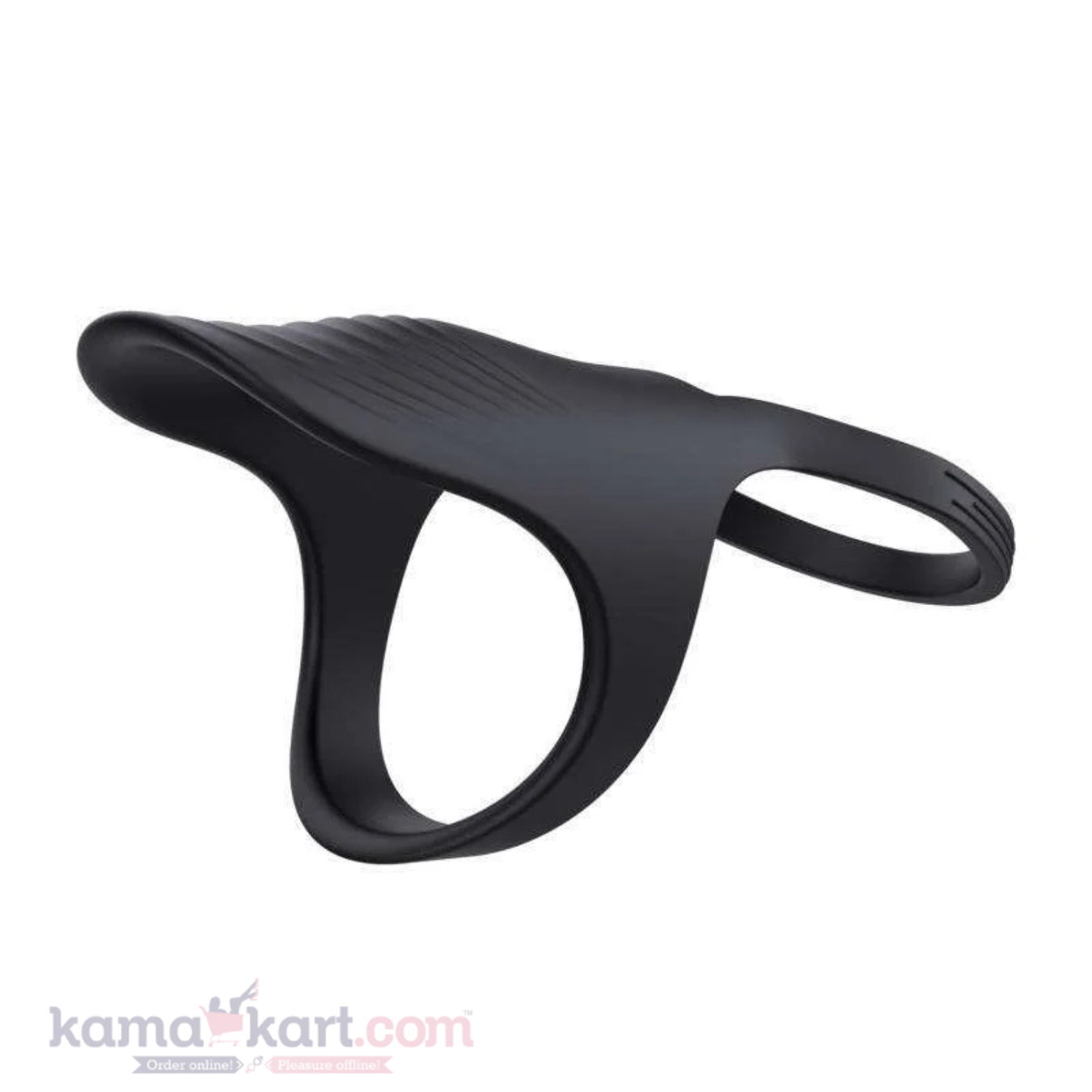 Black Silicone Cock Ring with Textured Stimulation Sleeve – Stretchable Dual-Function Design