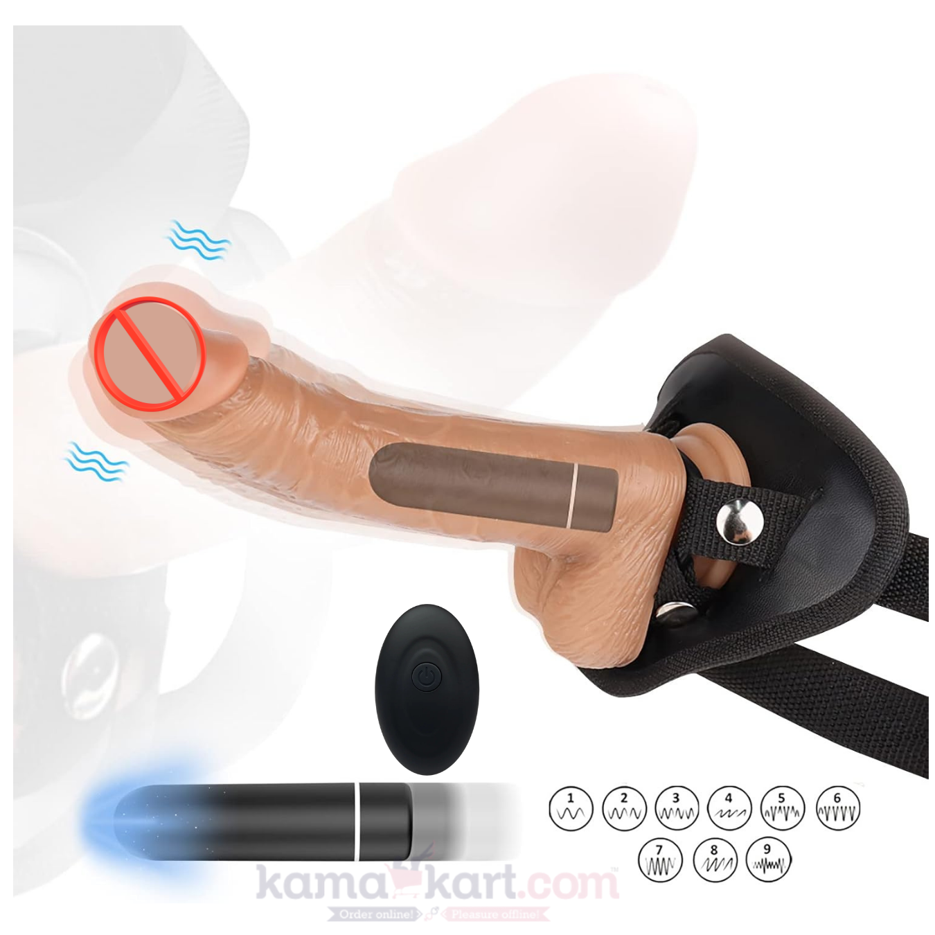 Strap-on Realistic Vibrating Dildo Wearable Harness | Bullet Vibrator, Detachable Silicone G Spot Stimulator