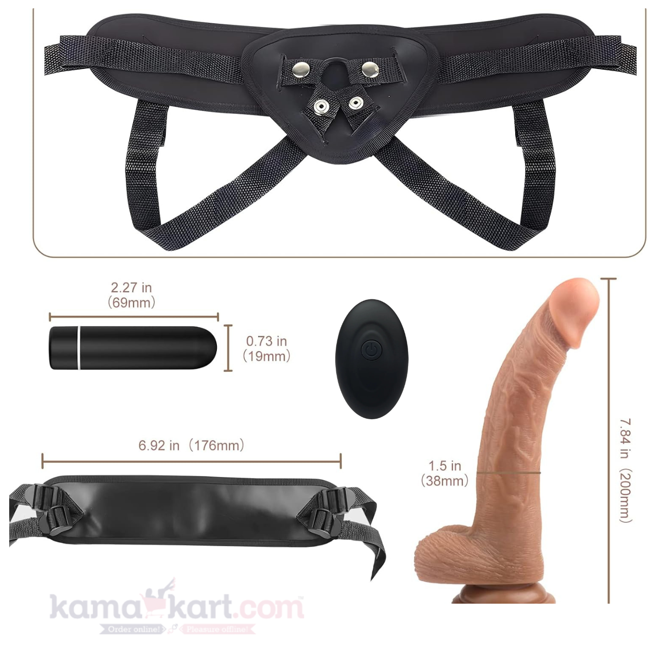 Strap-on Realistic Vibrating Dildo Wearable Harness | Bullet Vibrator, Detachable Silicone G Spot Stimulator