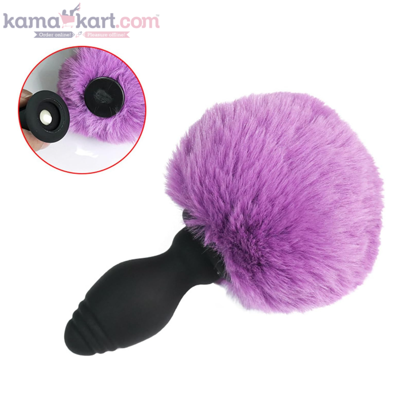 Silicone Vibrating Anal Plug with Colourful Fur Ball Tail & Remote Control