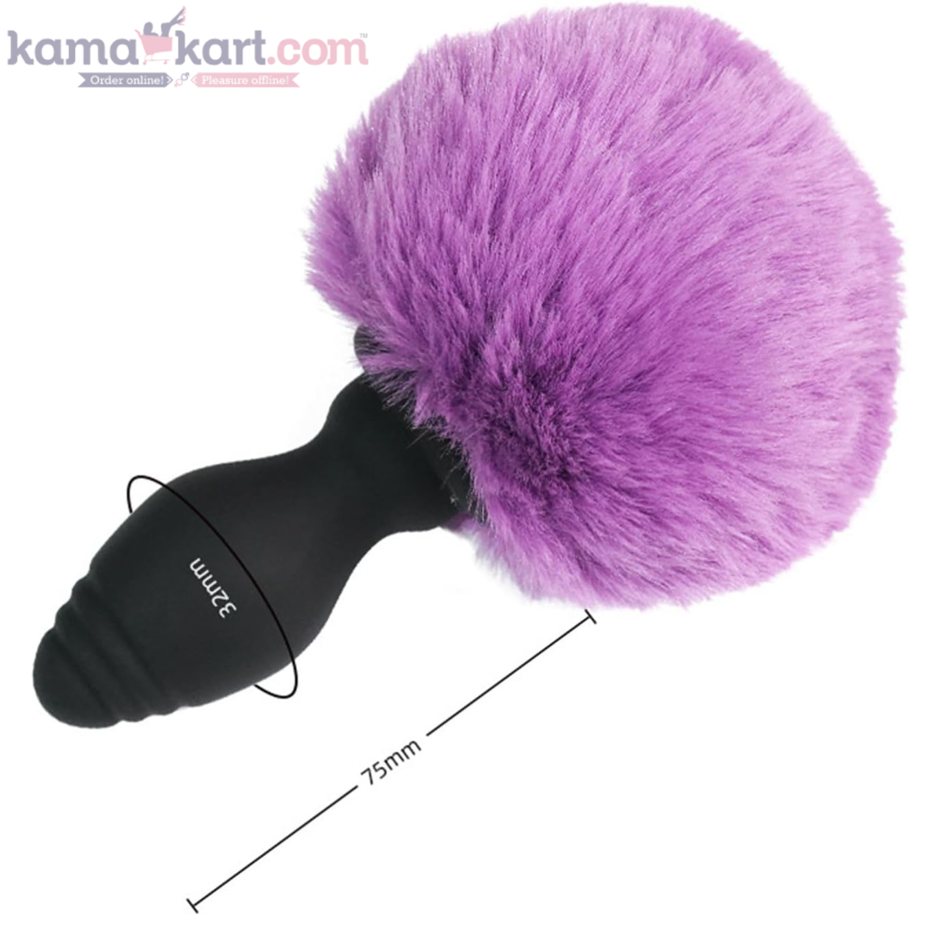 Silicone Vibrating Anal Plug with Colourful Fur Ball Tail & Remote Control