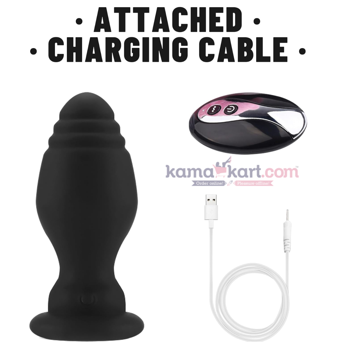 Silicone Vibrating Anal Plug with Colourful Fur Ball Tail & Remote Control