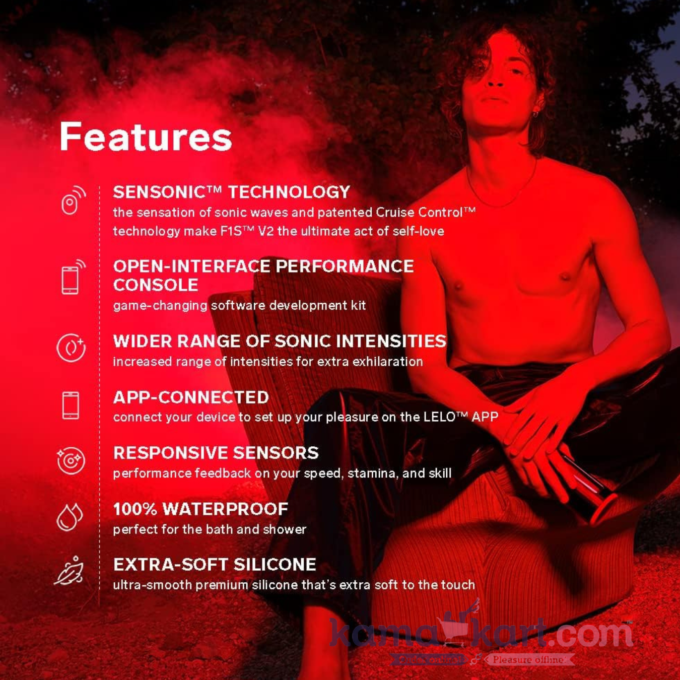 LELO F1S V2 28-function App-Controlled Rechargeable Silicone SenSonic Stroker Male Masturbator with Cruise Control