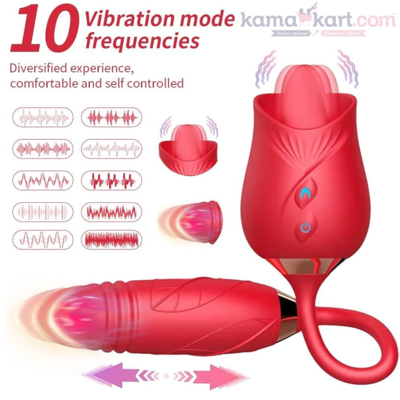 3-in-1 Rose Toy – Tongue, Thrusting &; 10-Mode Vibration