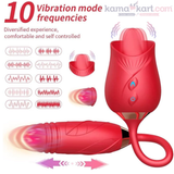3-in-1 Rose Toy – Tongue, Thrusting &; 10-Mode Vibration