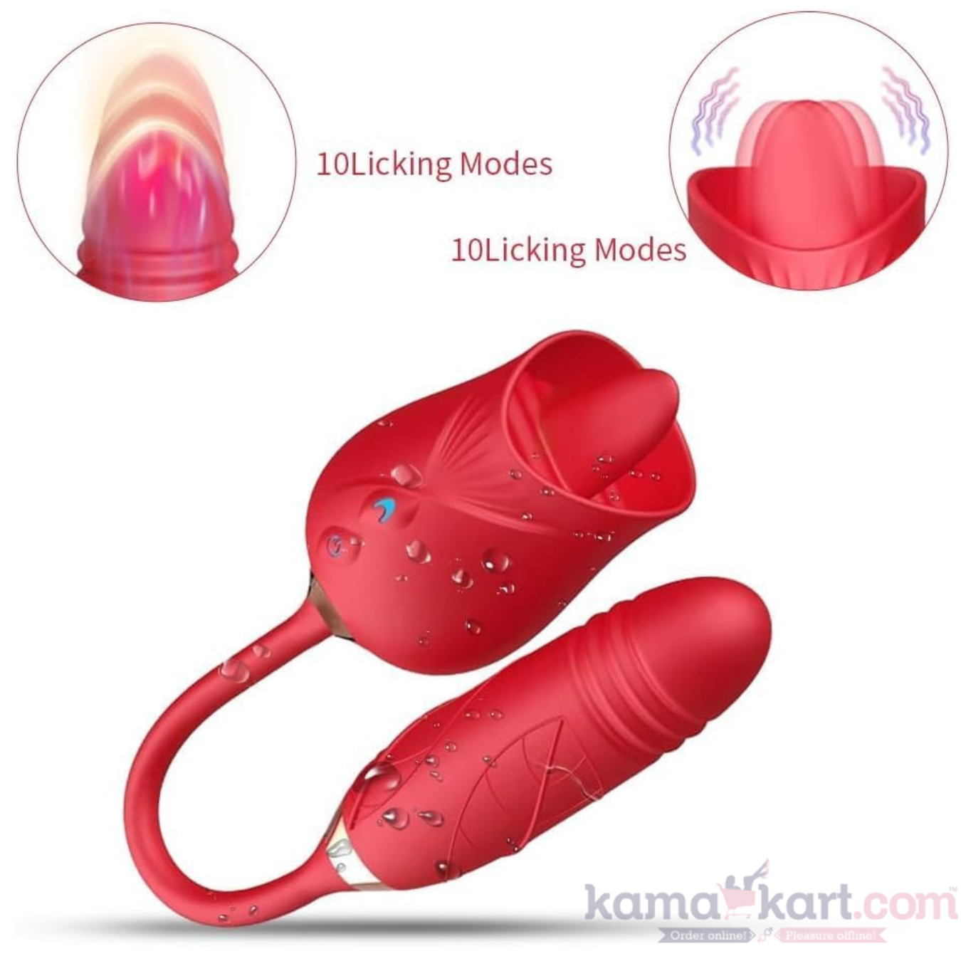 3-in-1 Rose Toy – Tongue, Thrusting &; 10-Mode Vibration