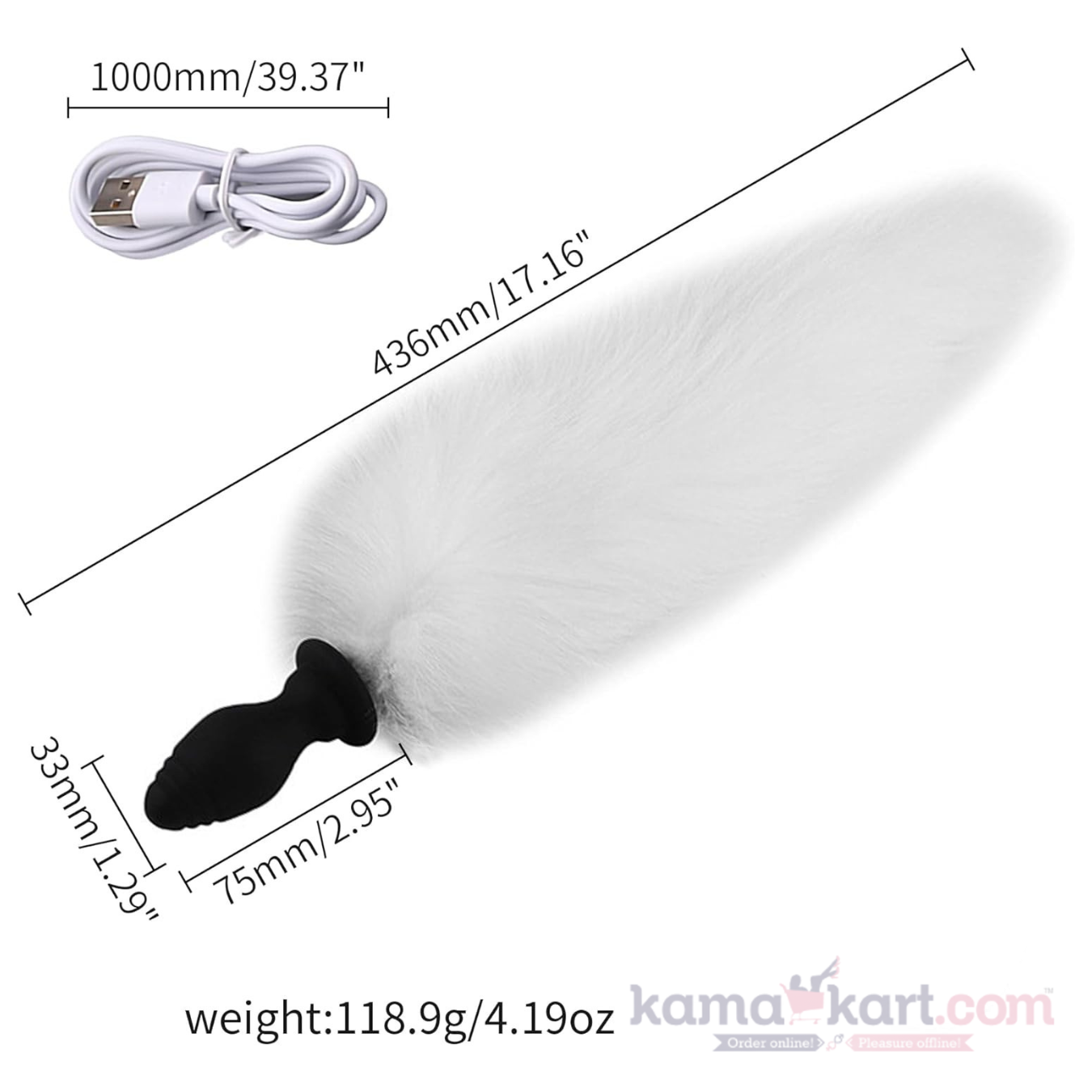 Rechargeable Vibrating Foxtail Anal Plug