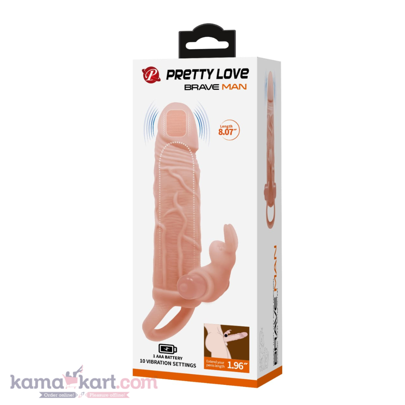 Pretty Love Brave Man Vibrating Extension Sleeve