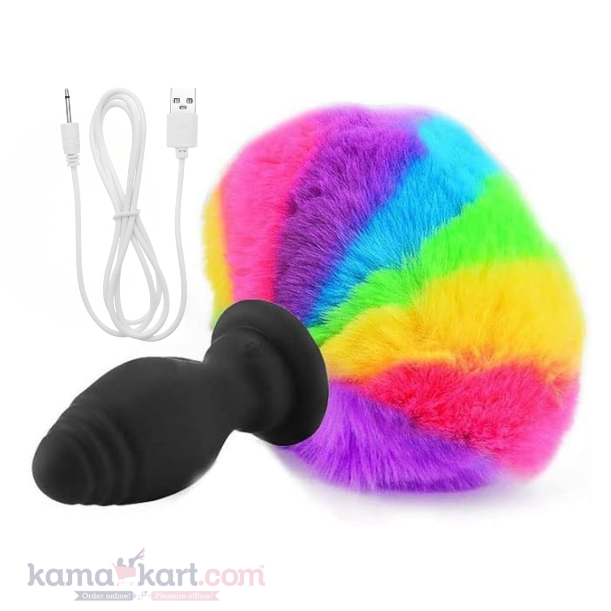Kamajoy USB Rechargeable Vibrating Anal Plug with Furry Tail