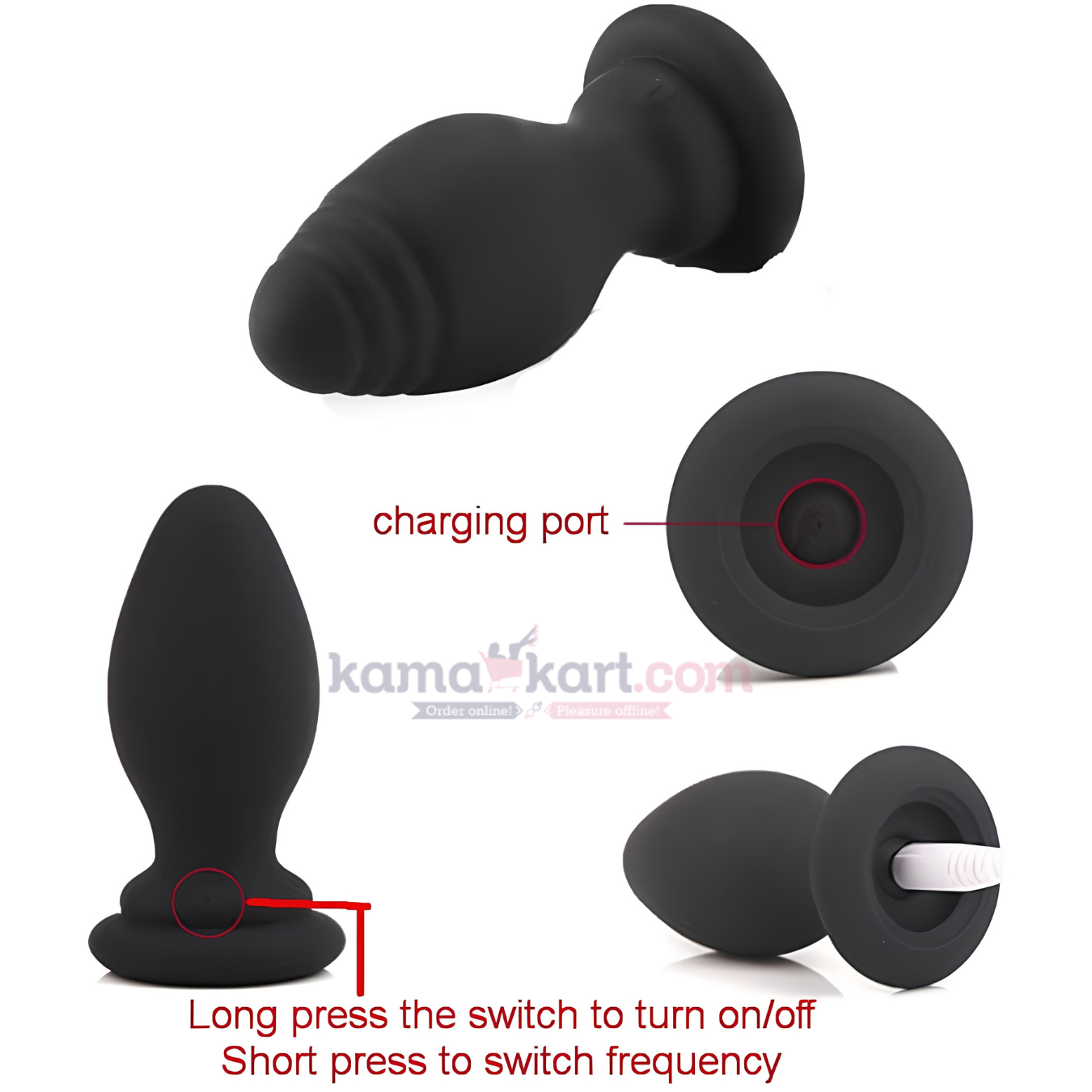 Kamajoy USB Rechargeable Vibrating Anal Plug with Furry Tail