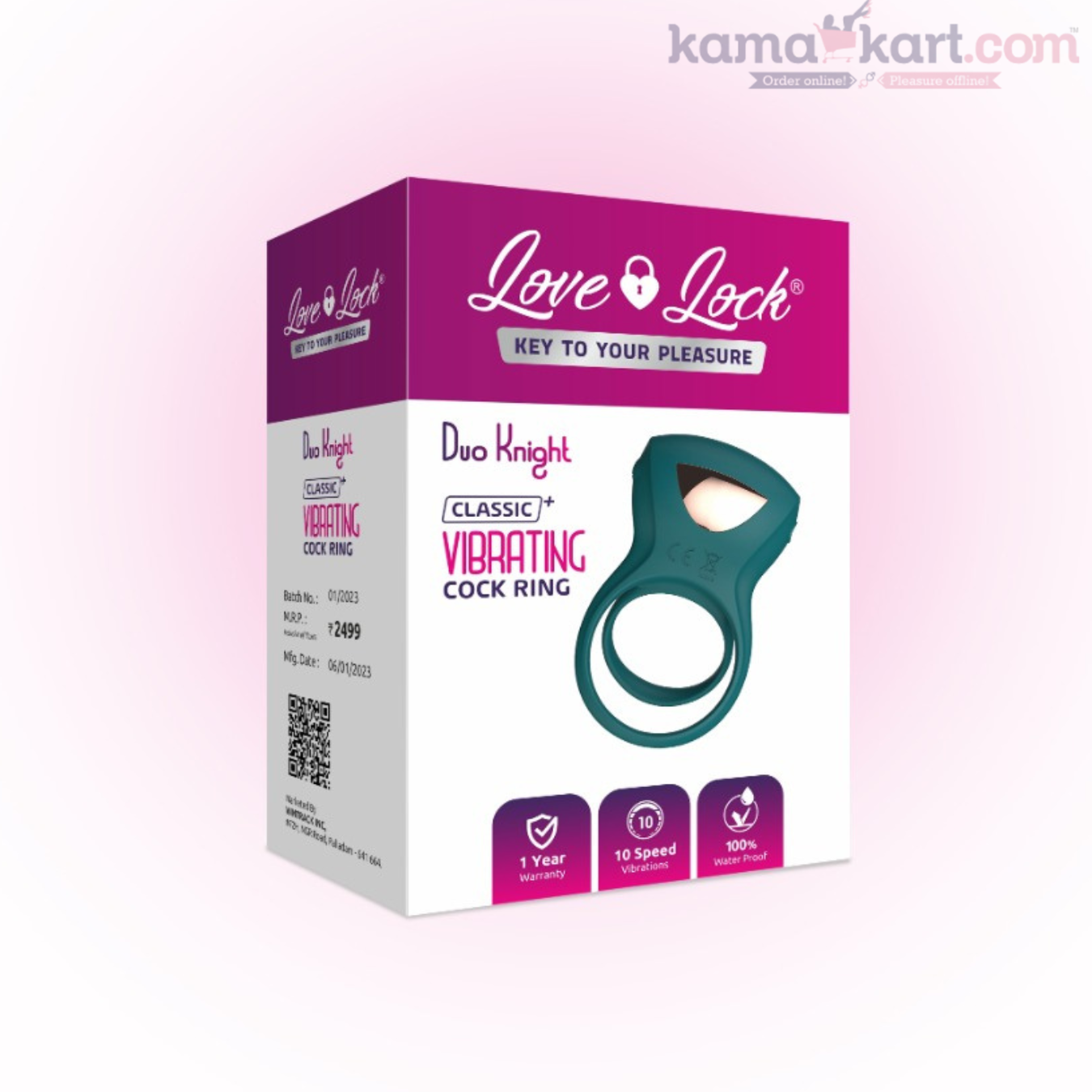Love Lock Duo Knight Classic+ Vibrating Cock Ring – 10 Speeds