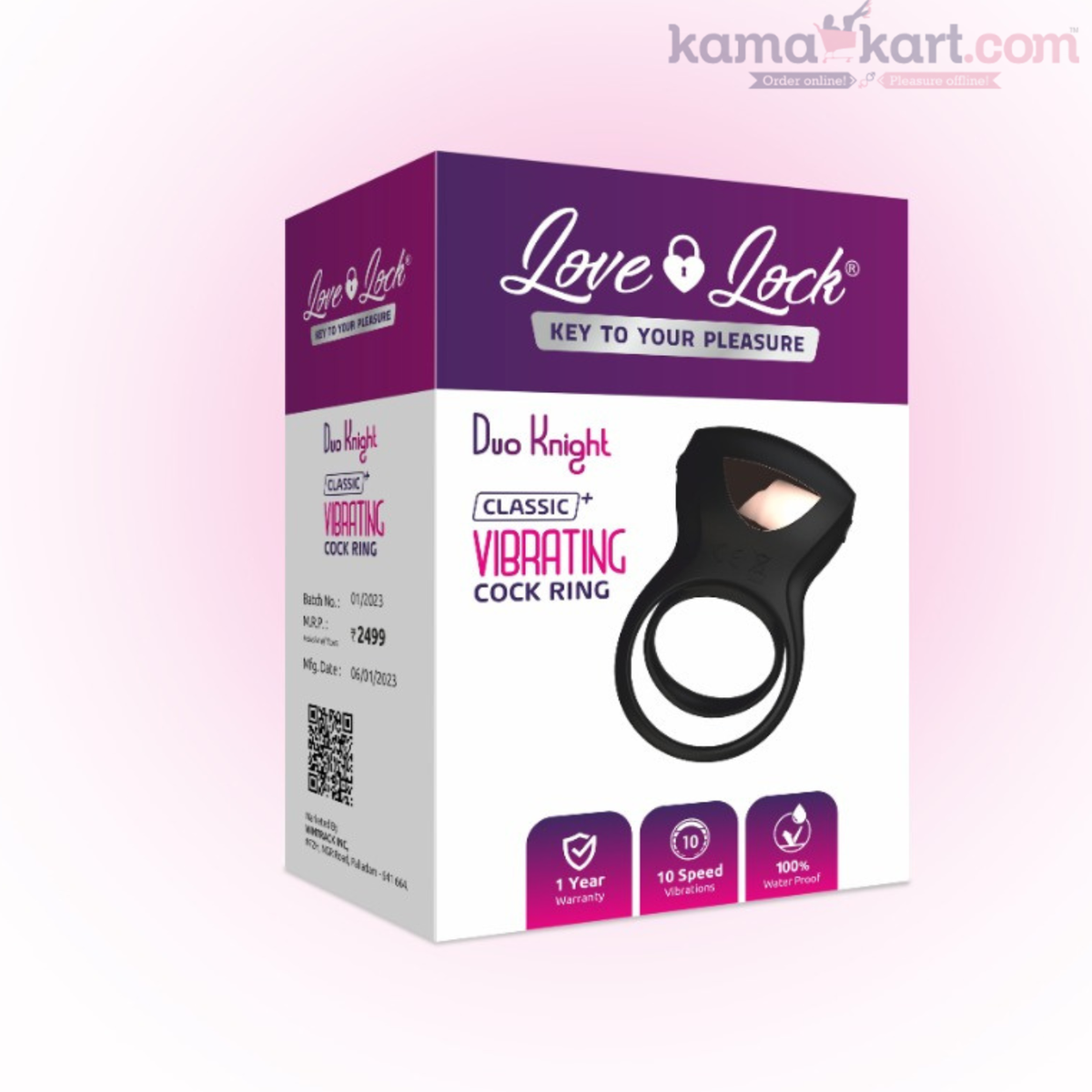 Love Lock Duo Knight Classic+ Vibrating Cock Ring – 10 Speeds