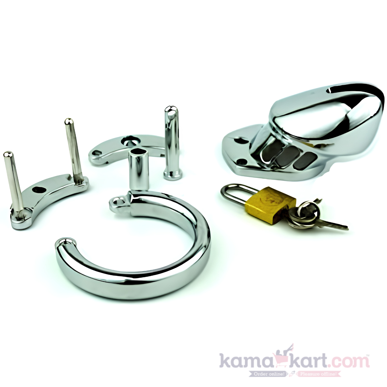Ventilated Steel Chastity Cage with Hidden Push Lock