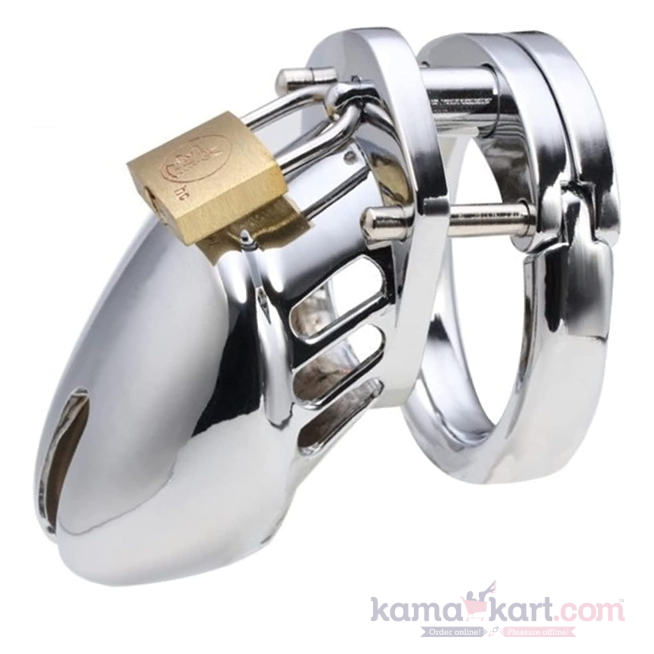 Ventilated Steel Chastity Cage with Hidden Push Lock