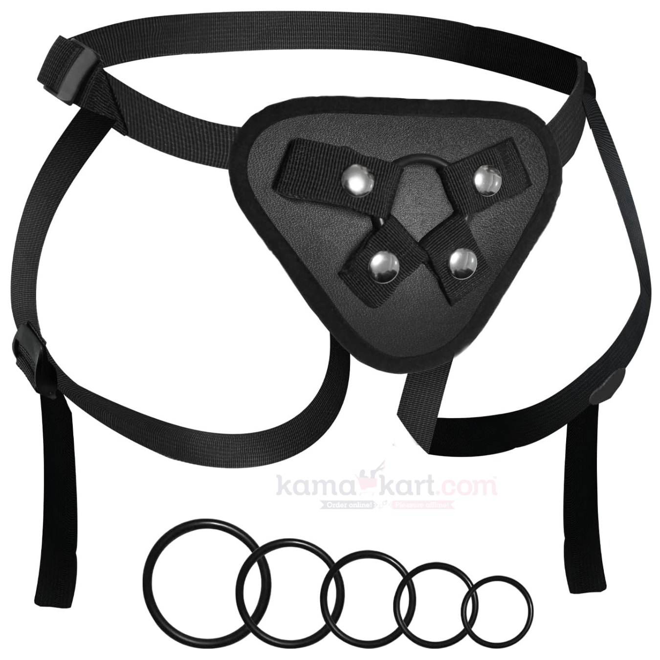 Premium Adjustable Strap-On Harness with 5 Interchangeable O-Rings
