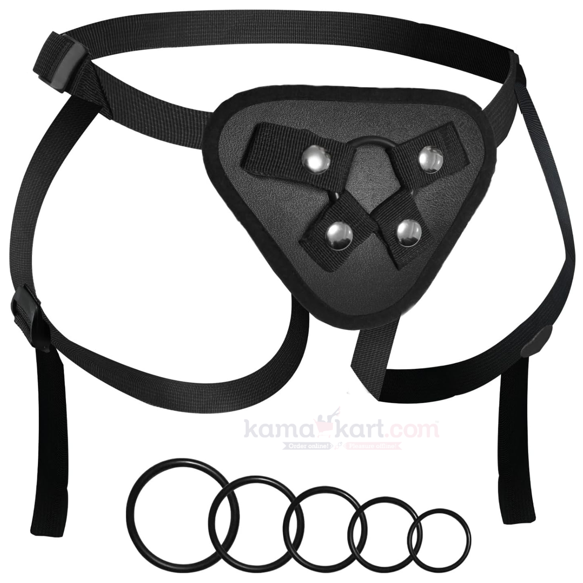 Premium Adjustable Strap-On Harness with 5 Interchangeable O-Rings