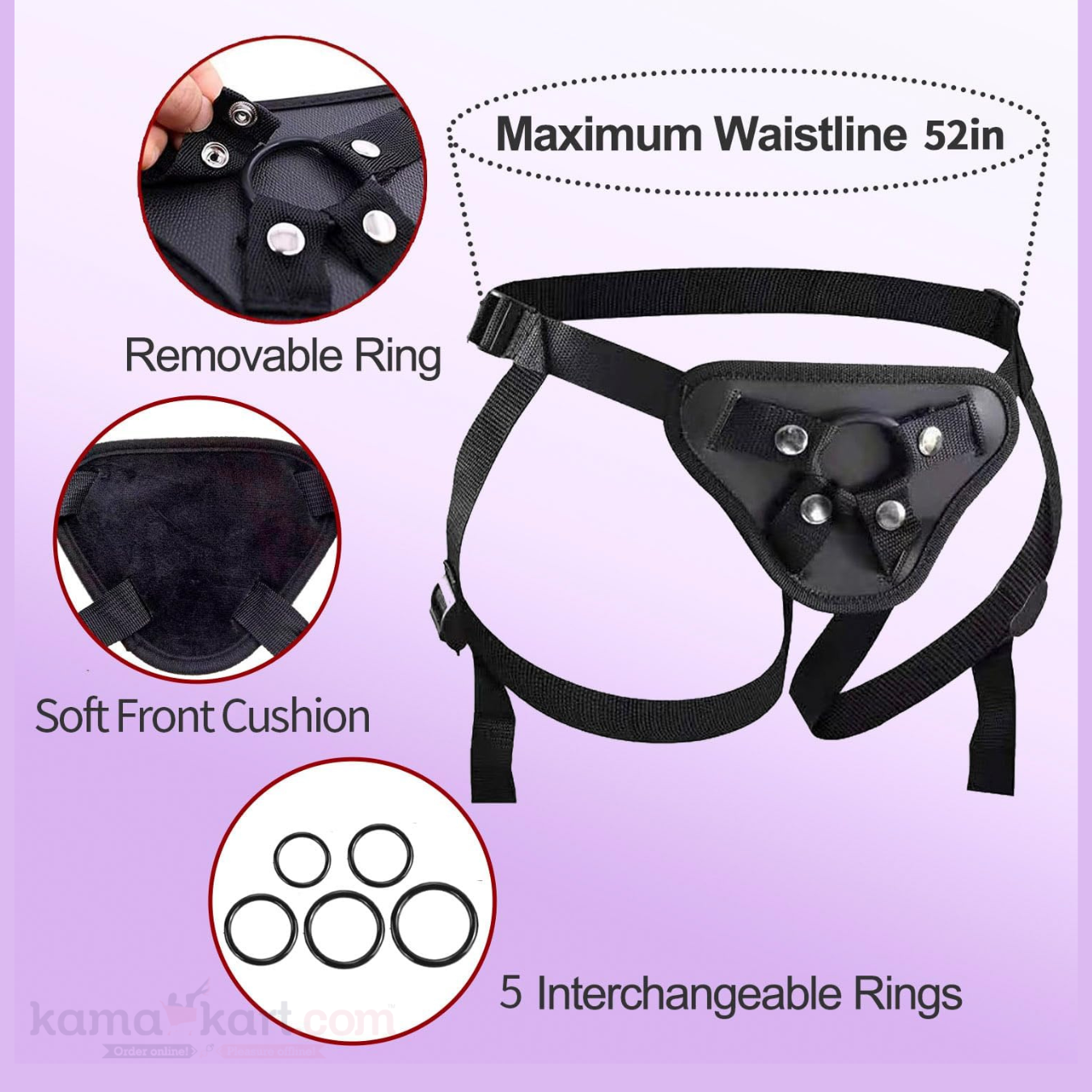 Premium Adjustable Strap-On Harness with 5 Interchangeable O-Rings
