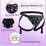 Premium Adjustable Strap-On Harness with 5 Interchangeable O-Rings