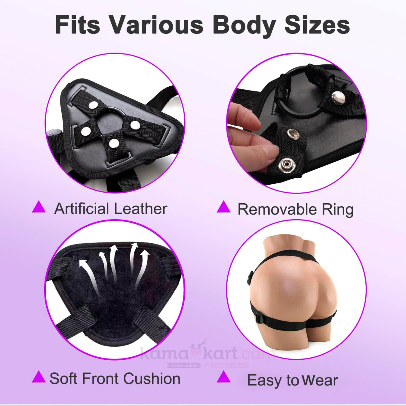 Premium Adjustable Strap-On Harness with 5 Interchangeable O-Rings